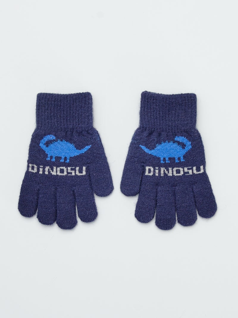 Gants imprimé 'Dinosaures' bleu - Kiabi