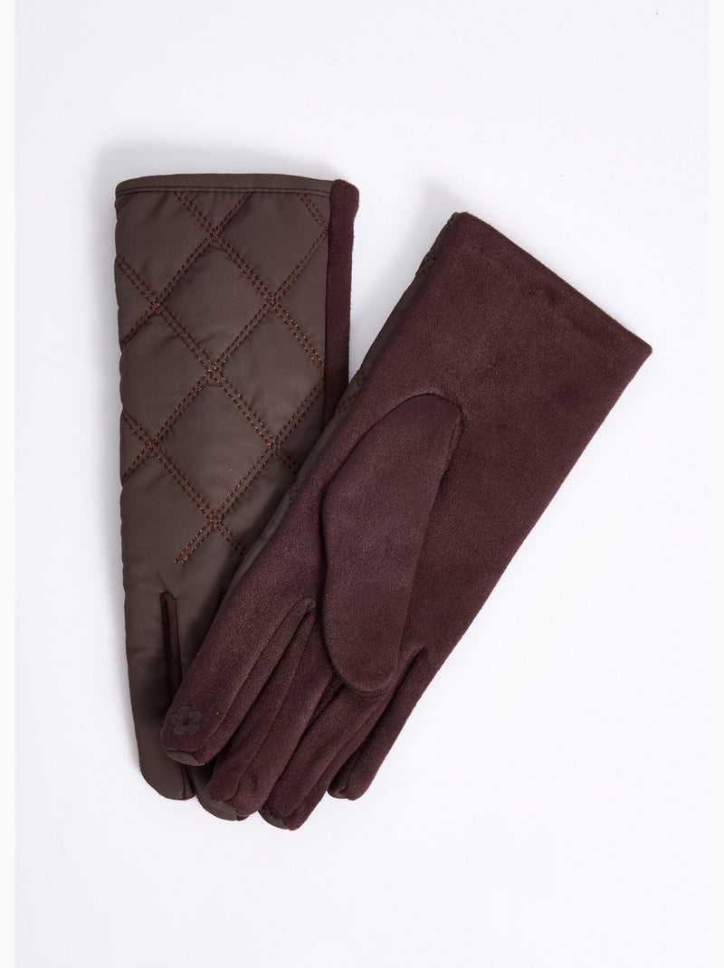 Gants matelassés surpiqués envers suédine - afibel Marron - Kiabi