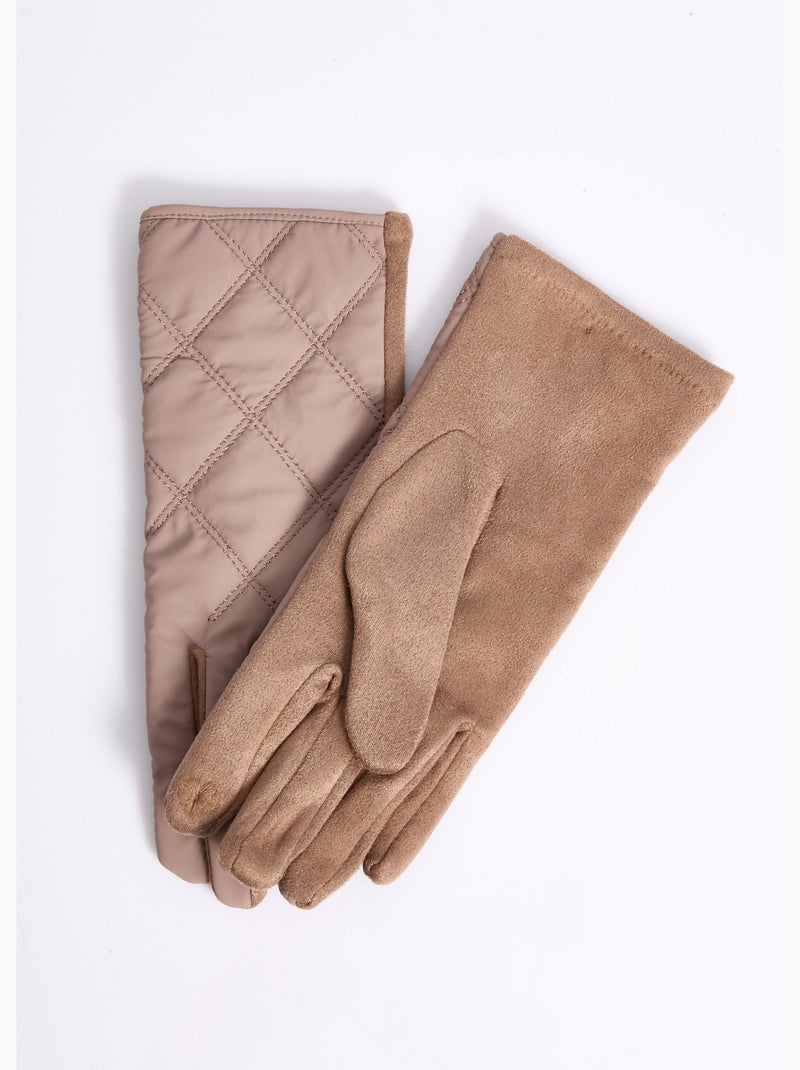 Gants matelassés surpiqués envers suédine - afibel Taupe - Kiabi