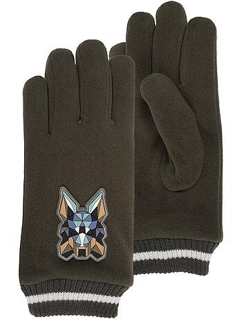 Gants microfibre patch doublés imitation fourrure garçon