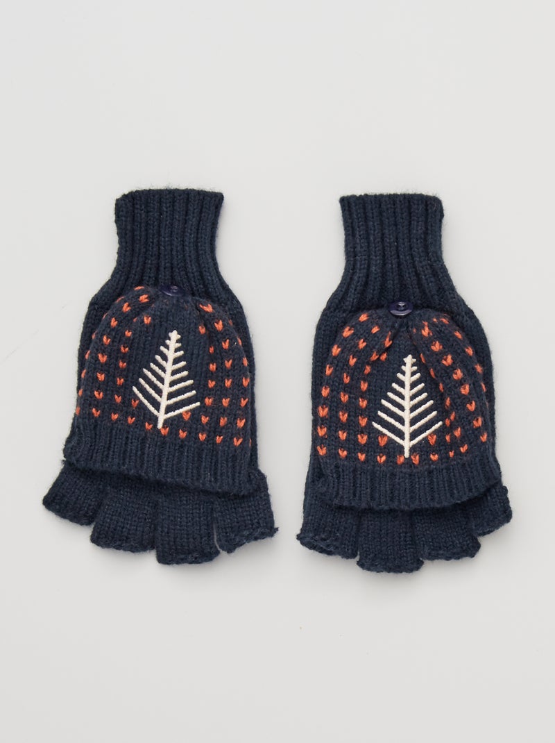 Gants mitaines 'sapin' bleu marine - Kiabi