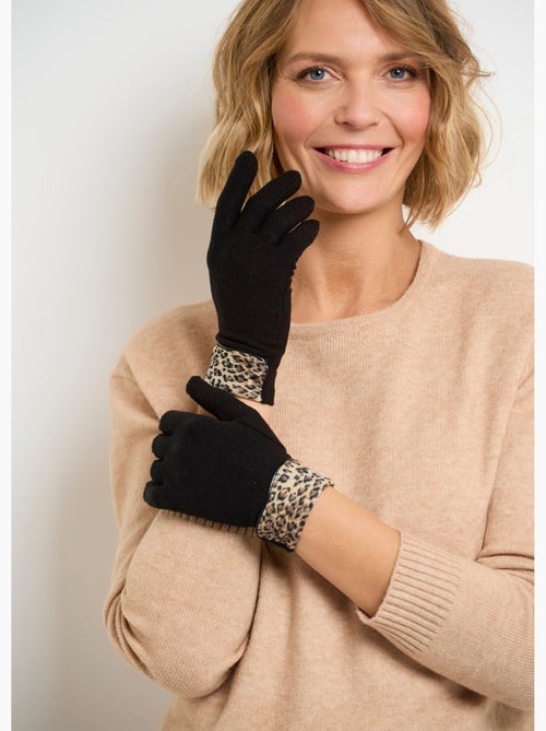Gants polaire chauds avec bord léopard - AFIBEL - Kiabi