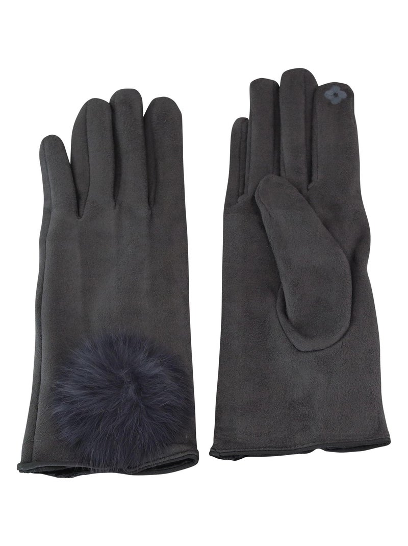 Gants pompons LUIGIA Gris - Kiabi