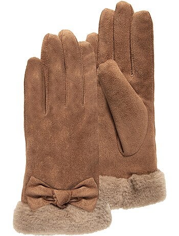 Gants tactiles, chauds, doublés imitation fourrure, taille unique femme isotoner