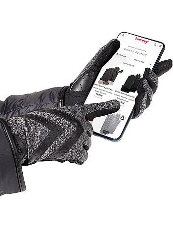 Gants tactiles, chauds, doublés imitation fourrure, taille unique femme isotoner