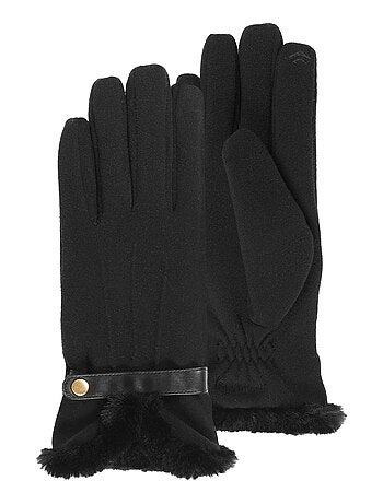 Gants tactiles, chauds, doublés imitation fourrure, taille unique femme Isotoner