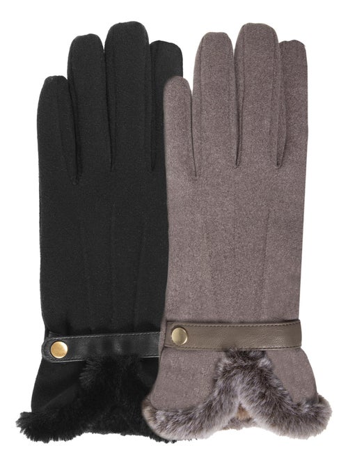 Gants tactiles, chauds, doublés imitation fourrure, taille unique femme Isotoner - Kiabi