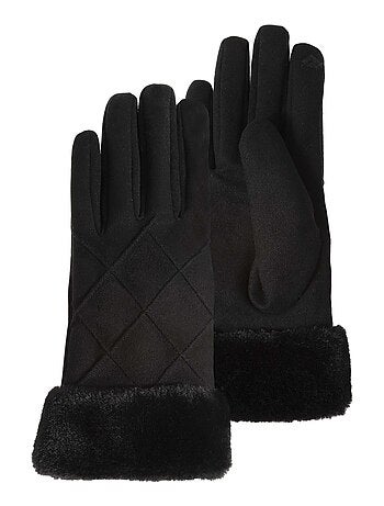 Gants tactiles, chauds, doublés imitation fourrure, taille unique femme isotoner