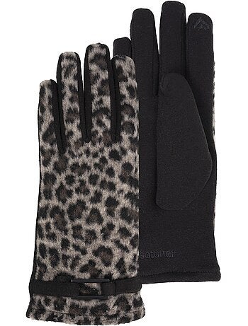 Gants tactiles, chauds, doublés imitation fourrure, taille unique femme isotoner