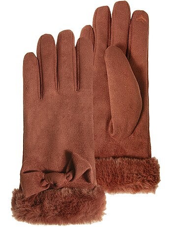 Gants tactiles, chauds, doublés imitation fourrure, taille unique femme Isotoner