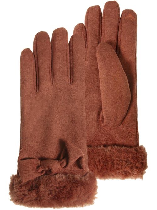 Gants tactiles, chauds, doublés imitation fourrure, taille unique femme Isotoner - Kiabi