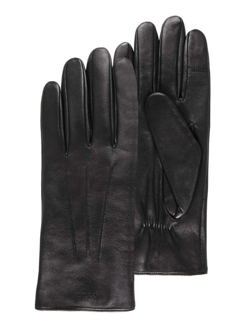 Gants tactiles, chauds, en cuir de mouton, et doublés polaire homme Isotoner Noir Noir - Kiabi