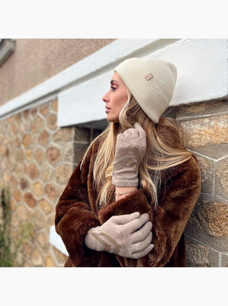 Gants tactiles, chauds, en laine, non doublés femme Beige - Kiabi