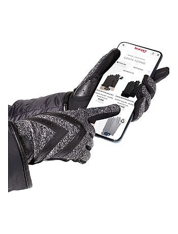 Gants tactiles, chauds, en laine, non doublés femme Isotoner