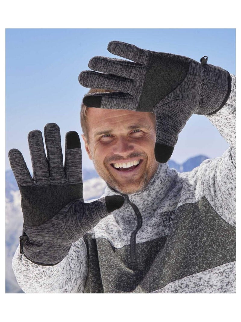 Gants Tactiles Doublés Polaire   - ATLAS FOR MEN Bleu anthracite - Kiabi