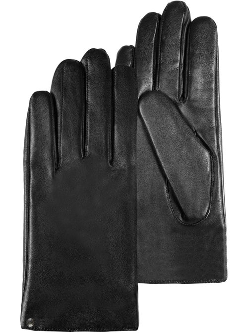 Gants tactiles en cuir d'agneau - doublés micro fausse fourrure femme isotoner - Kiabi
