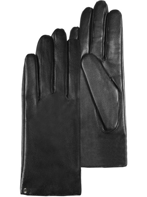 Gants tactiles en cuir d'agneau - doublés micro fausse fourrure femme isotoner - Kiabi