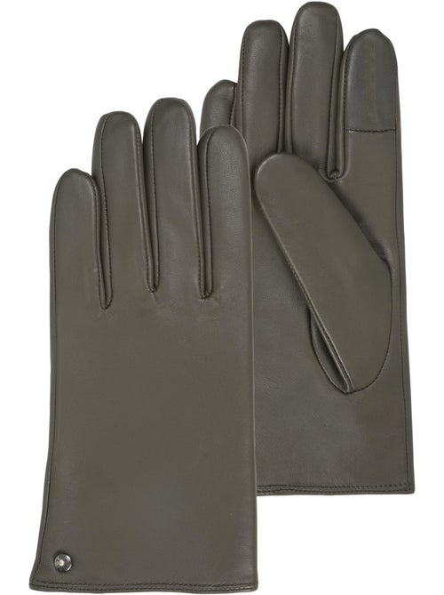Gants tactiles en cuir d'agneau - doublés micro fausse fourrure femme - Kiabi Gants tactiles en cuir d'agneau - doublés micro fausse fourrure femme - Kiabi