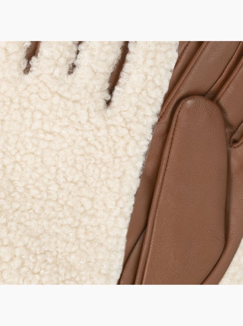 Gants tactiles en cuir d'agneau pleine fleur - doublés chaud femme - Kiabi