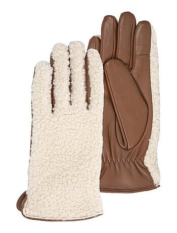 Gants Tactiles en cuir d'agneau pleine fleur - doublés chaud femme Isotoner