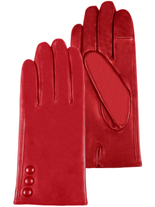 Gants tactiles en cuir d'agneau pleine fleur - doublés soie femme - Kiabi