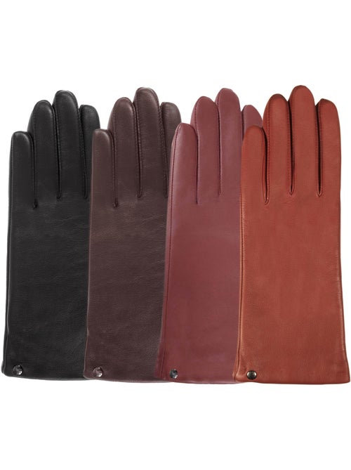 Gants tactiles, en cuir d'agneau pleine fleur, doublés cachemire femme isotoner - Kiabi