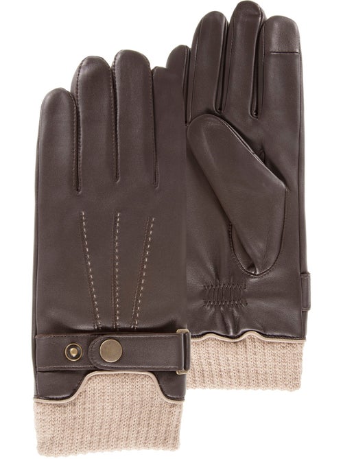 Gants tactiles, en cuir d'agneau pleine fleur, doublés polaire homme isotoner - Kiabi Gants tactiles, en cuir d'agneau pleine fleur, doublés polaire homme isotoner - Kiabi