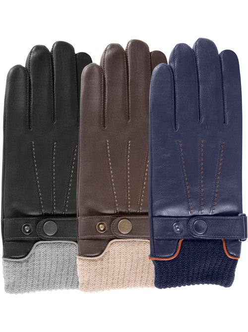 Gants tactiles, en cuir d'agneau pleine fleur, doublés polaire homme isotoner - Kiabi Gants tactiles, en cuir d'agneau pleine fleur, doublés polaire homme isotoner - Kiabi