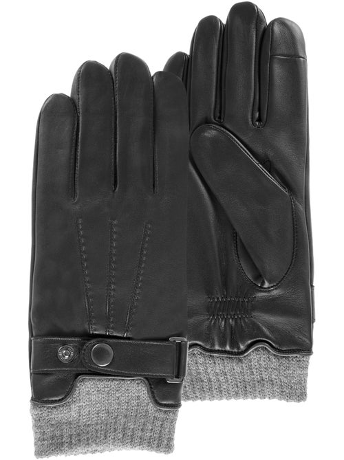 Gants tactiles, en cuir d'agneau pleine fleur, doublés polaire homme isotoner - Kiabi Gants tactiles, en cuir d'agneau pleine fleur, doublés polaire homme isotoner - Kiabi