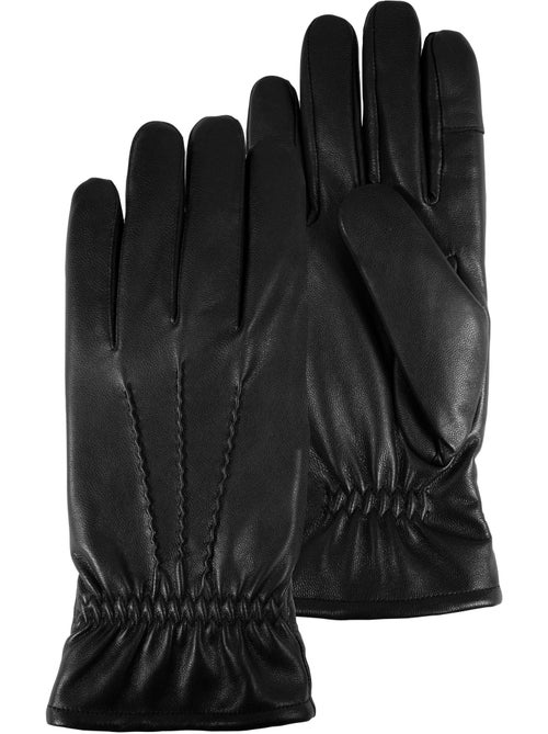 Gants tactiles en cuir de chèvre - doublés micro fausse fourrure homme isotoner - Kiabi