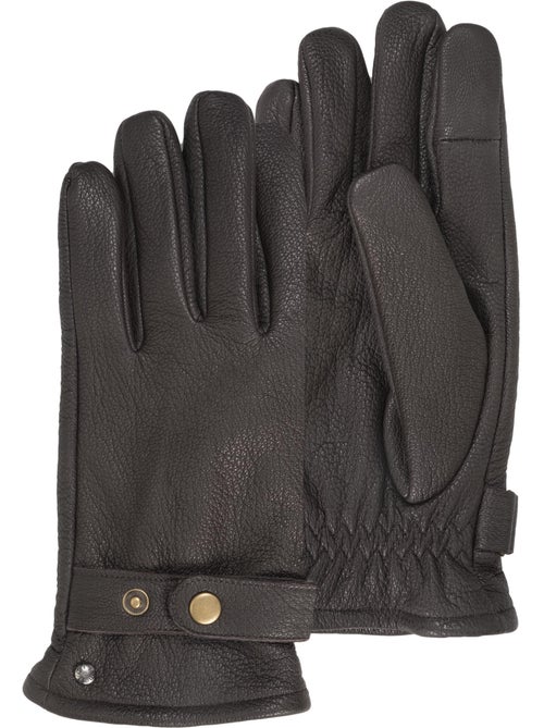 Gants tactiles, en cuir de chèvre, doublé imitation micro-fourrure homme isotoner - Kiabi