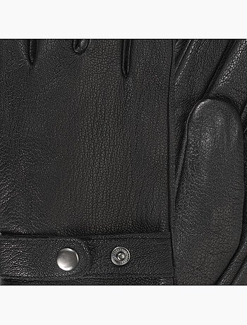 Gants tactiles, en cuir de chèvre, doublé imitation micro-fourrure homme isotoner