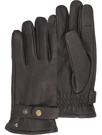 Gants tactiles, en cuir de chèvre, doublé imitation micro-fourrure homme