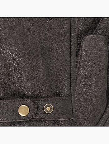 Gants tactiles, en cuir de chèvre, doublé imitation micro-fourrure homme