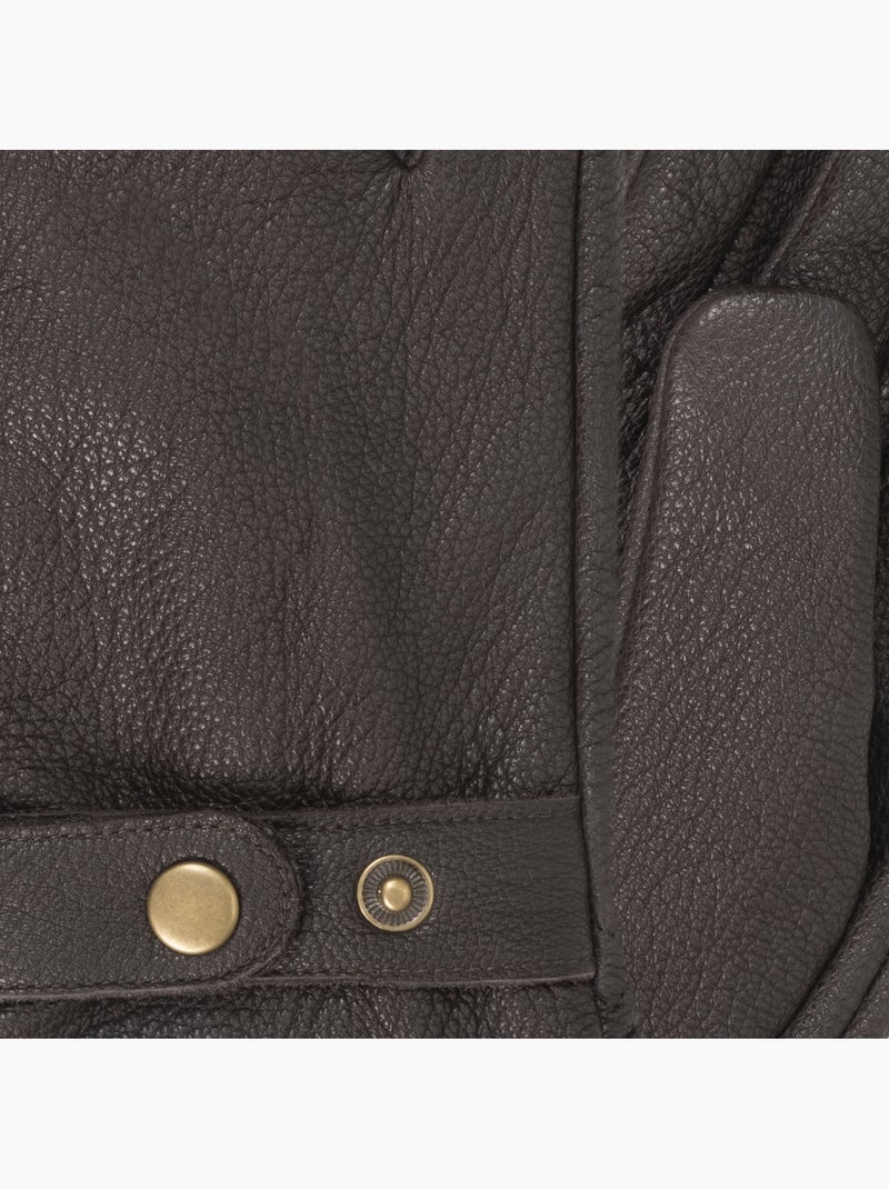 Gants tactiles, en cuir de chèvre, doublé imitation micro-fourrure homme Marron - Kiabi