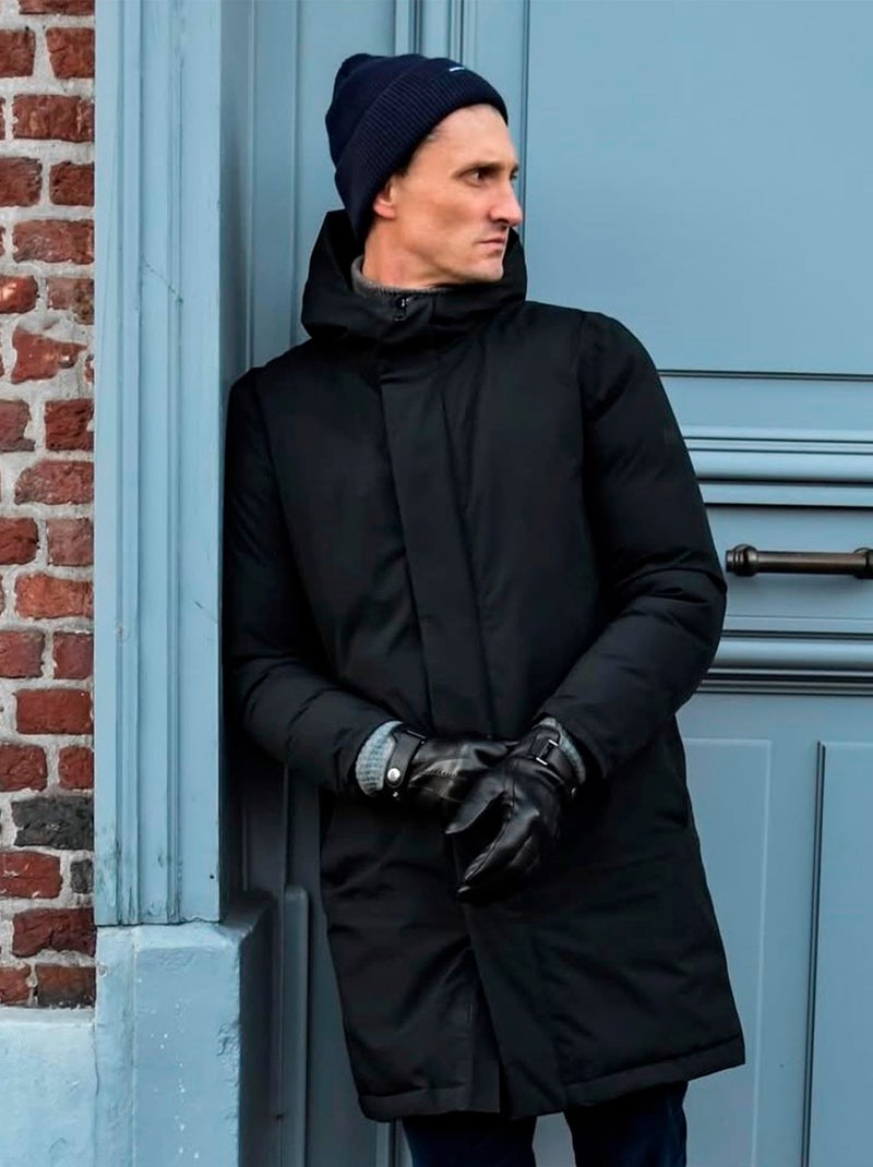 Gants Tactiles en cuir de chèvre pleine fleur - doublés polaire homme Isotoner Noir - Kiabi