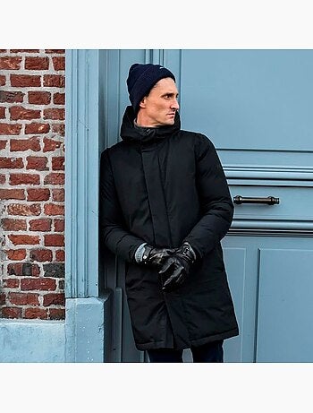 Gants tactiles en cuir de chèvre pleine fleur - doublés polaire homme