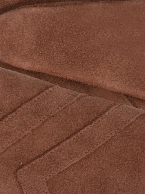 Gants tactiles en cuir de chèvre velours - doublés micro fausse fourrure femme Isotoner - Kiabi