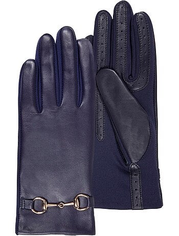 Gants tactiles en cuir de mouton - doublés polyester femme isotoner