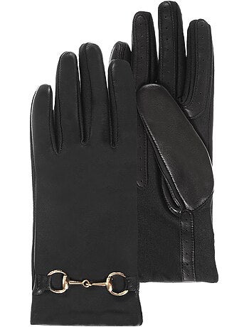 Gants tactiles en cuir de mouton - doublés polyester femme isotoner
