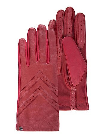 Gants tactiles en cuir de moutone tissu - doublés soie femme isotoner