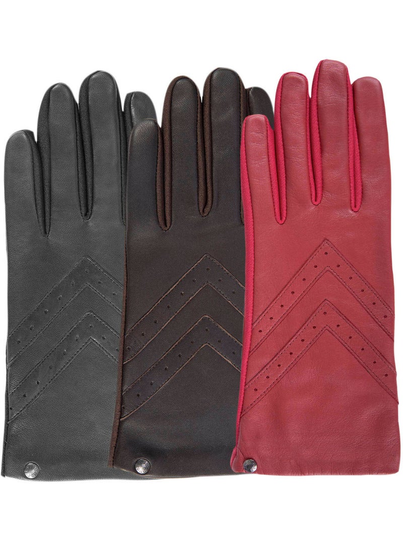 Gants tactiles en cuir de moutone tissu - doublés soie femme isotoner Rouge tomate - Kiabi