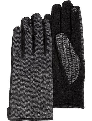 Gants tactiles en laine, doublés imitation micro- imitation fourrure homme isotoner