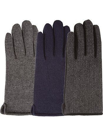 Gants tactiles en laine, doublés imitation micro- imitation fourrure homme isotoner