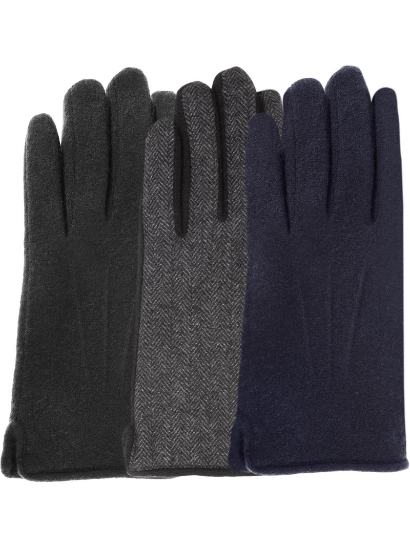 Gants tactiles en laine, doublés imitation micro- imitation fourrure homme isotoner Noir - Kiabi