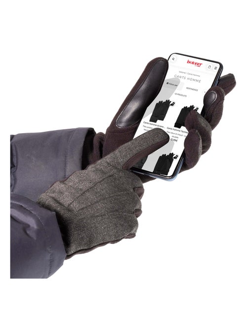 Gants Tactiles en polaire recyclée - doublure flexible homme Isotoner - Kiabi