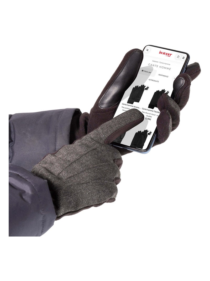 Gants tactiles en polaire recyclée - doublure flexible homme Isotoner Noir - Kiabi