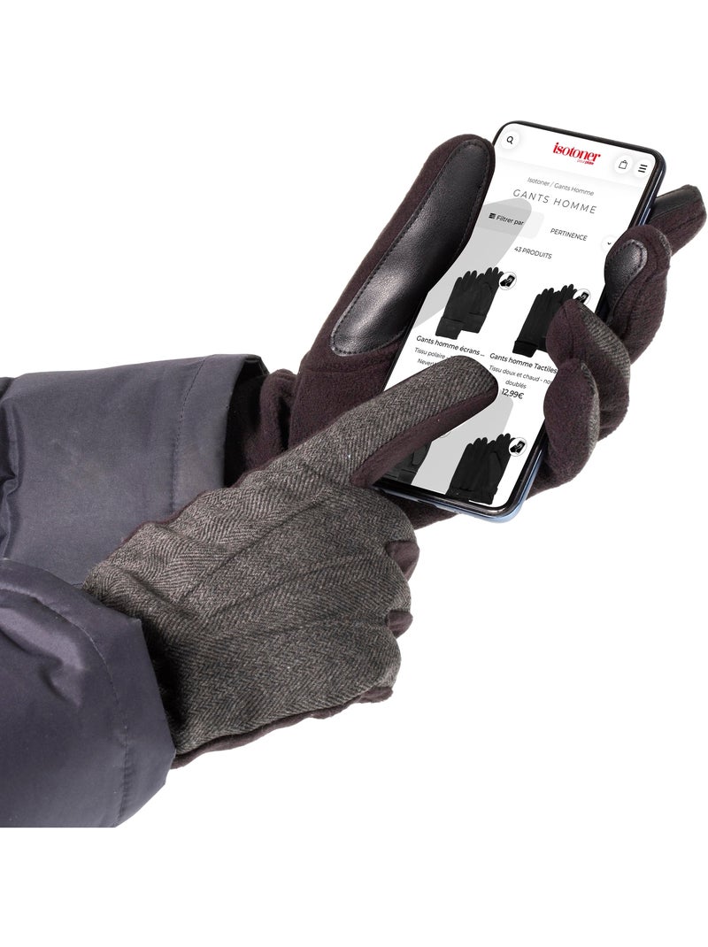 Gants tactiles en polaire recyclée - doublure flexible homme Noir - Kiabi