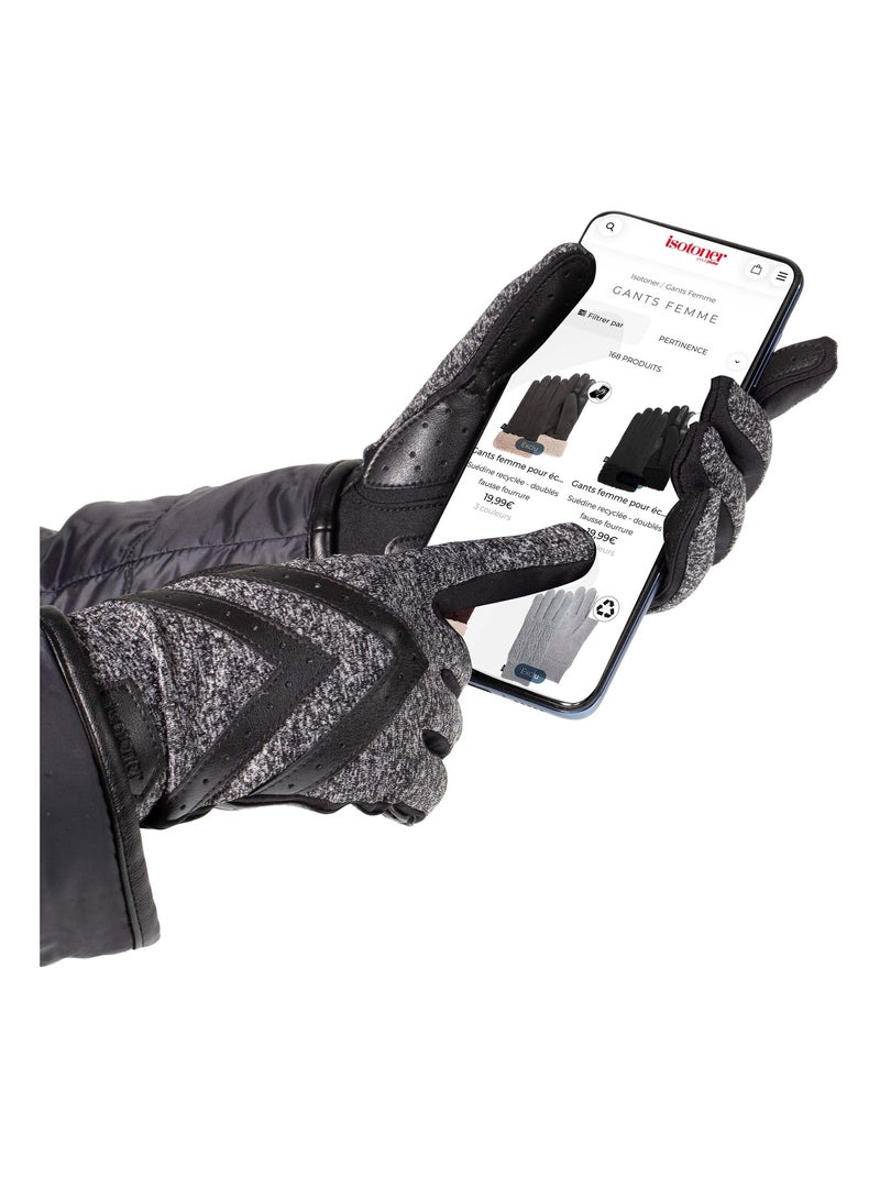 Gants tactiles en polaire recyclée résistant à l'eau, non doublés femme Isotoner Gris Gris - Kiabi