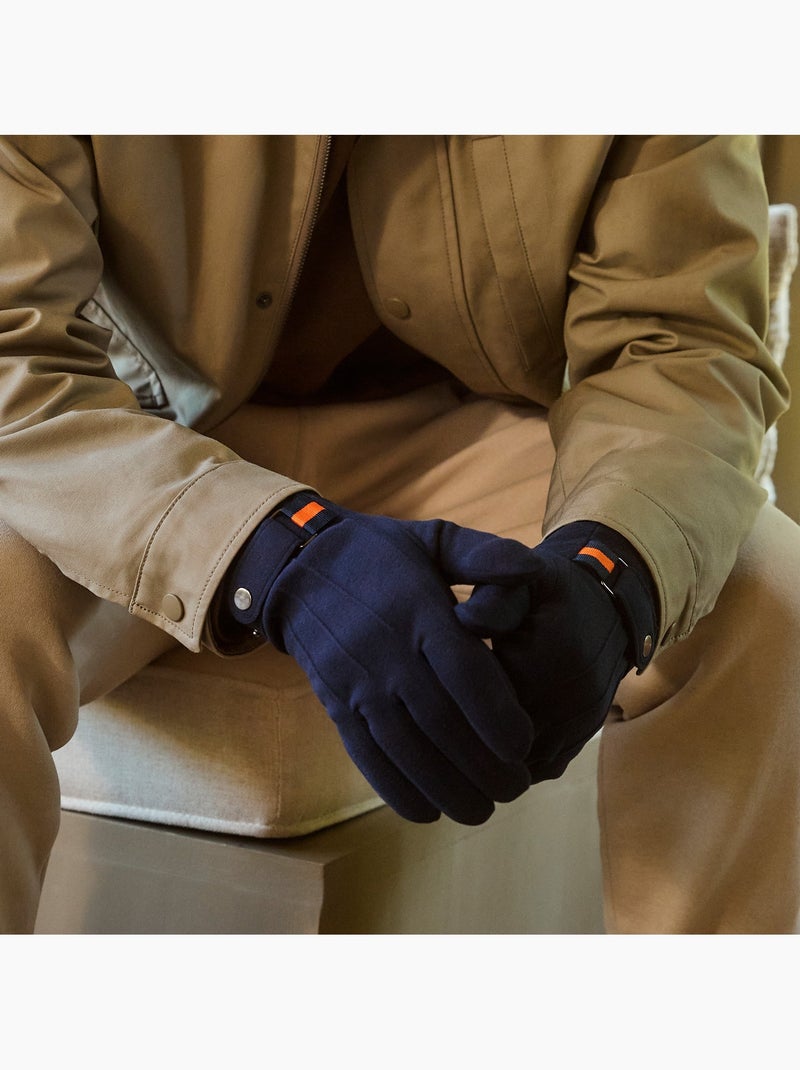 Gants tactiles en tissu lainé, doublés imitation fourrure homme Bleu marine - Kiabi